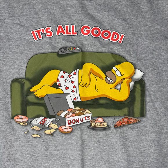 Homer Simpson T-shirt Adult XL Gray It's All Good Unisex 90% Cotton The Simpsons - Picture 5 of 8